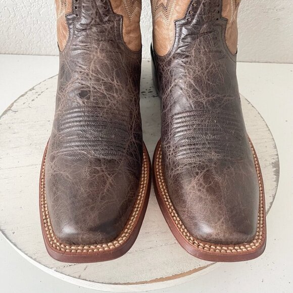 Rod Patrick Mens Cowboy Boots 13.5AAA Antique Mocha Bison Brown Western Blunt - Picture 6 of 12